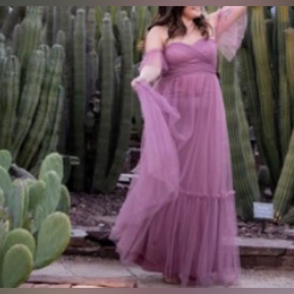 Tulle off the shoulder Mauve colored dress